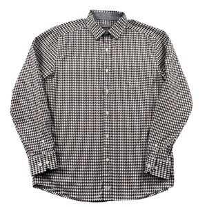 Johnston & Murphy Button Down Shirt Mens Medium 100% Cotton White Red Blue